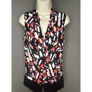 White House Black Market V-Neck WHBM V-Neck Drape Faux Wrap Style Shell SMALL